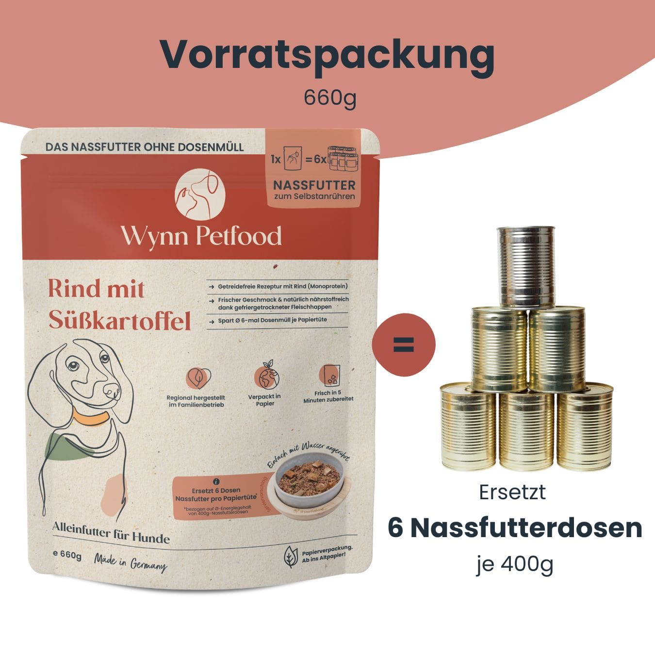 ARO NASSFUTTER FÜR HUNDE MIT RIND 415 G main image 1