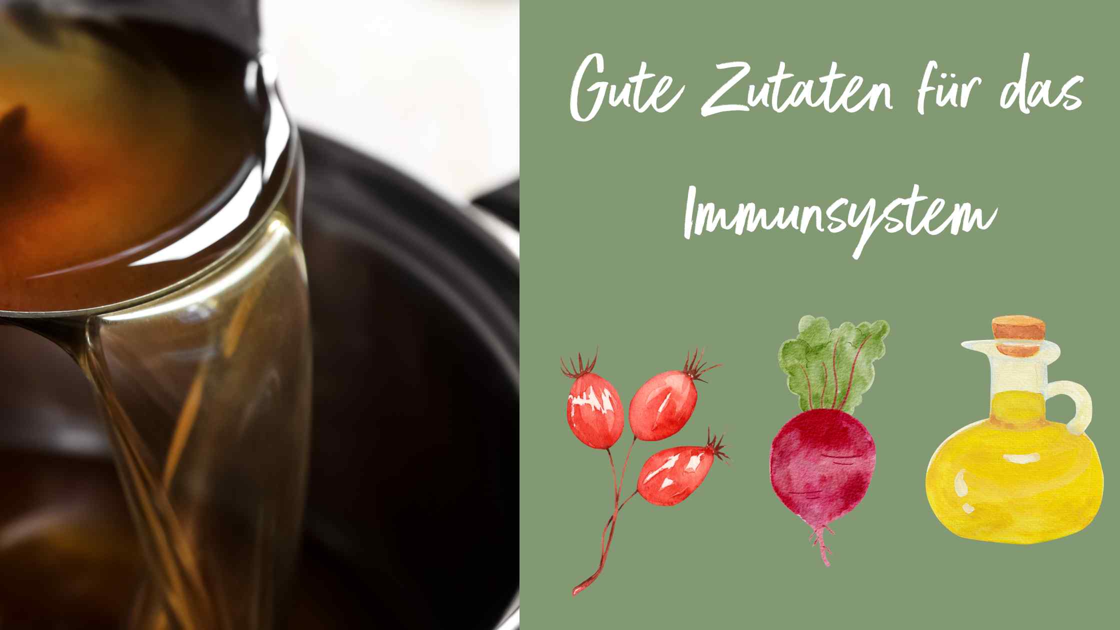 Schoepfkelle mit einem Hundepunsch mit Immunstärkenden Zutaten wie Rote Bete, Knochenbruehe und Hagebutte